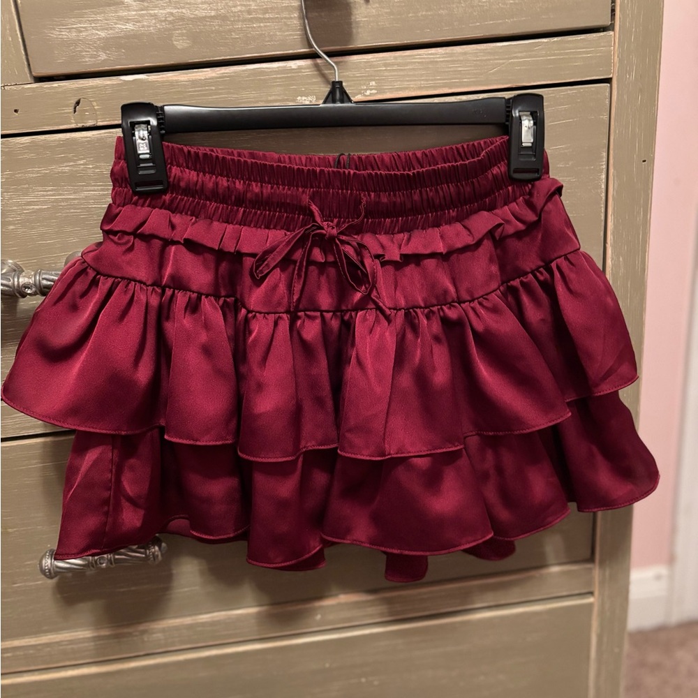 Elegant Burgundy Ruffle Skirt